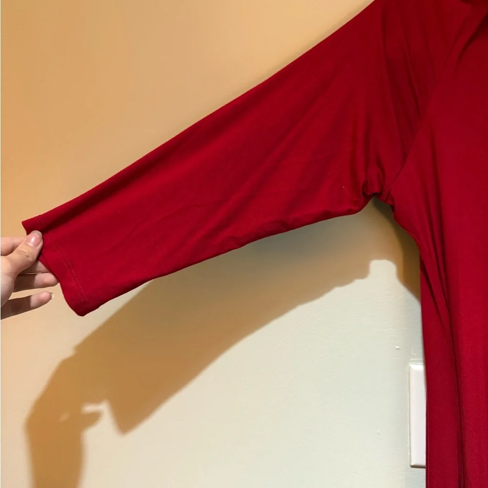 Karen Kane Red Ruched Wrap Dress 3/4 Sleeve - Picture 4 of 7